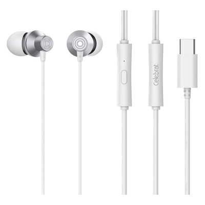 Product Handsfree Ακουστικά Celebrat με Μικρόφωνο D15, Type-C, 1.2m, λευκά base image