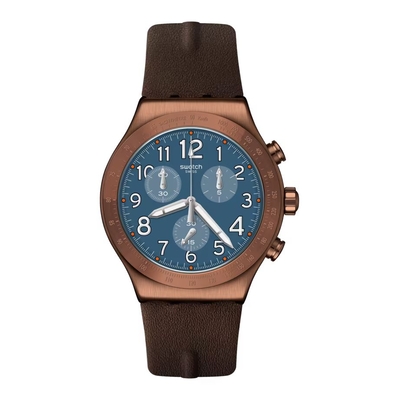 Product Ανδρικό Ρολόι Swatch Yvc100 (43mm) Δερμάτινο Λουράκι Μαύρο base image