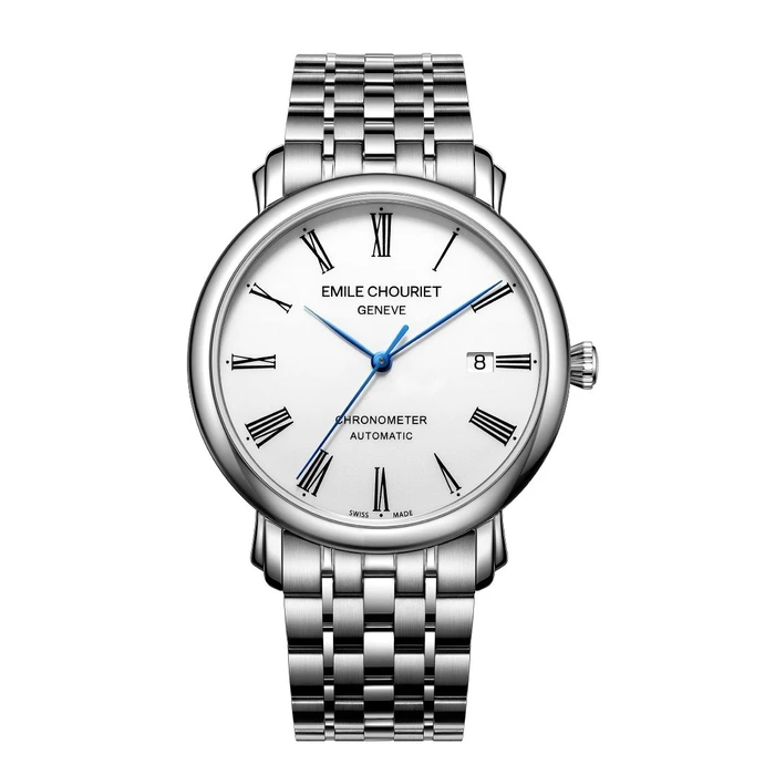 Ανδρικό Ρολόι Emile Chouriet 00116G406625 (40mm) Μεταλλικό Μπρασελέ Ασημί