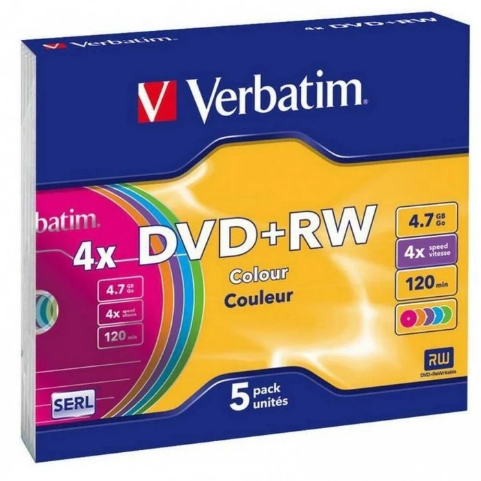 DVD-RW Verbatim 5 Μονάδες Πολύχρωμο 4,7GB 4x