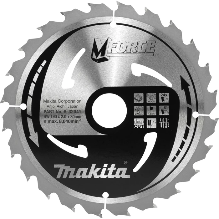 Makita B-32041 M-FORCE Δίσκος Κυκλικού Πριονιού 190x30x24T