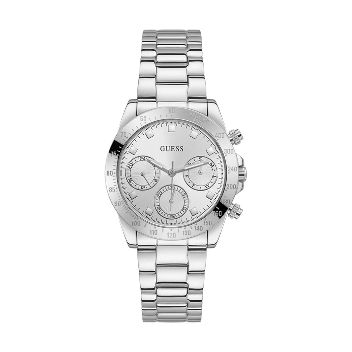 Guess Eclipse Γυναικείο Ρολόι 38mm Χρονογράφος Μπαταρίας με Ασημί Μεταλλικό Μπρασελέ GW0314L1
