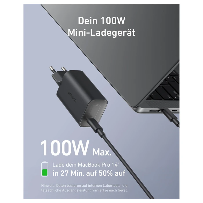 Anker Nano Charger 100W με καλώδιο USB-C Μαύρο