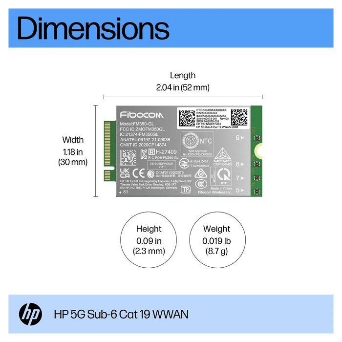 HP 5G Sub-6 Cat 19 WWAN (AM5R4AA) - 5G ραδιο-modem για φορητούς υπολογιστές