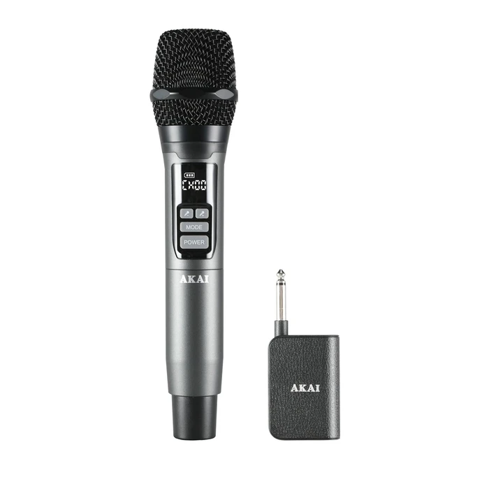 Akai AMW-250BT Ασύρματο Μικρόφωνο Χειρός με Δέκτη 2.4GHz (Ασημί/Μαύρο)
