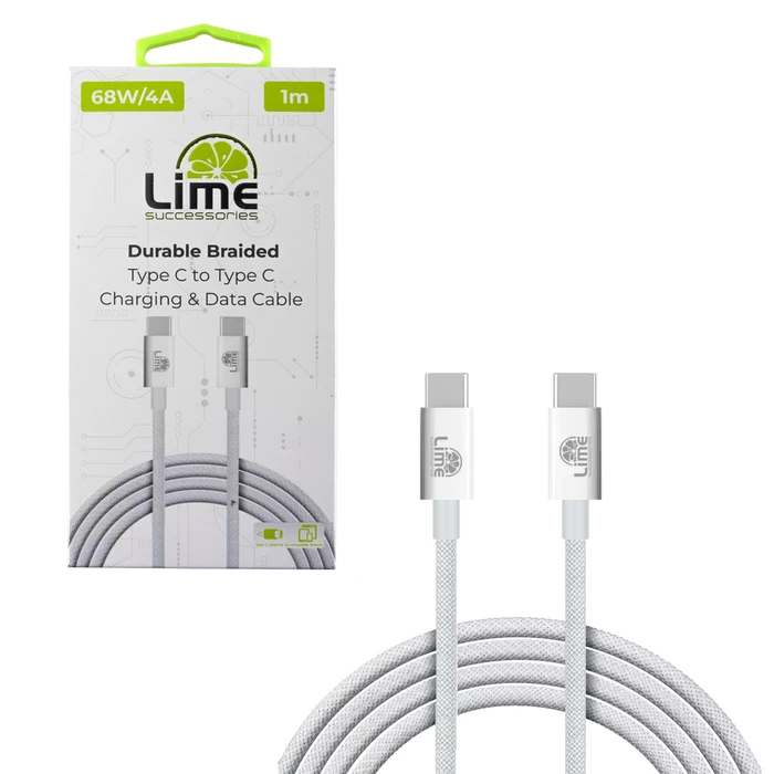 LIME LBCC01 Braided USB-C to USB-C Cable 68W 1m