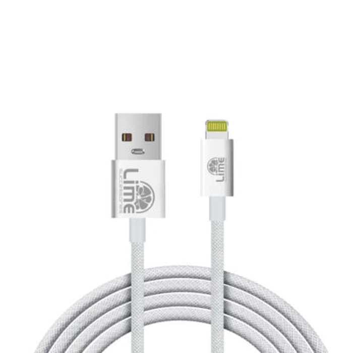 Lime LBUL01 Ανθεκτικό Πλεκτό Καλώδιο Lightning σε USB-A 15W, 1m, Λευκό