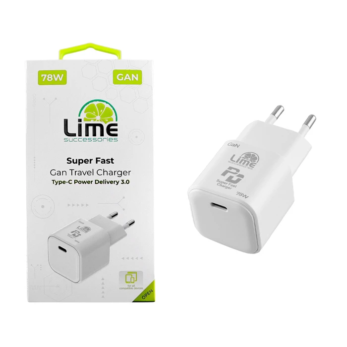 LIME Φορτιστής Ταξιδιού GaN 78W USB-C (LTC78W)