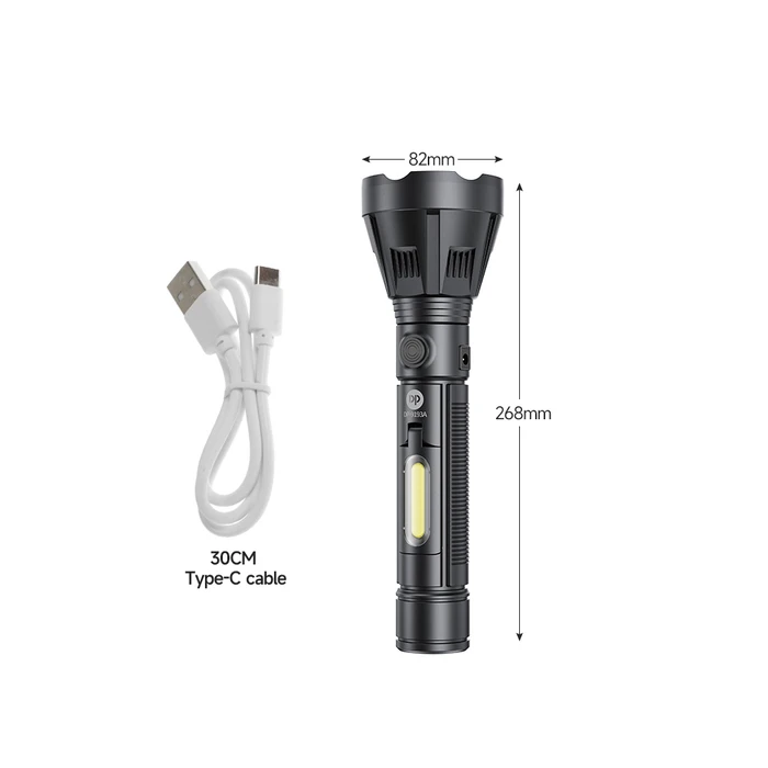 Φακός Επαναφορτιζόμενος 184 Lumens με Emergency COB LED στο πλάι DP-9193A D