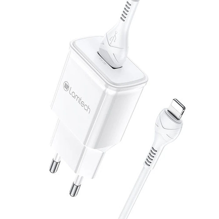 Φορτιστής Πρίζας Lamtech Charger QC3.0 18W With Lightning Cable 1M WHITE