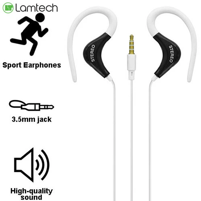 Handsfree Ακουστικά Lamtech SPORT With MIC WHITE