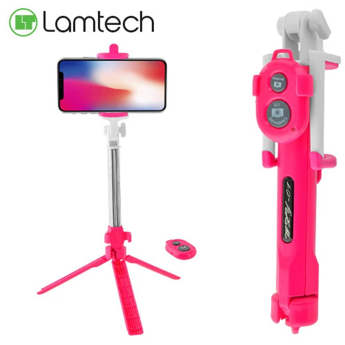 Τρίποδο Κινητών Lamtech 2in1 & SELFIE STICK ROSE RED