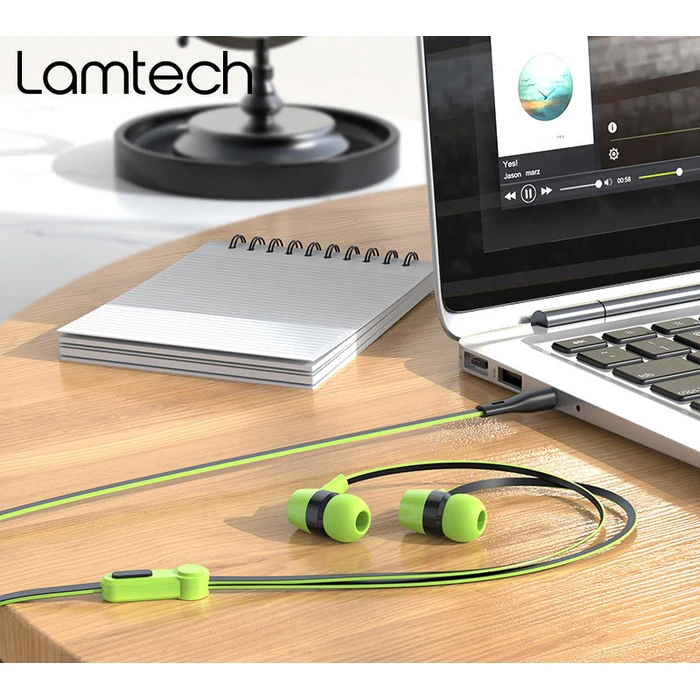 Handsfree Ακουστικά Lamtech With MIC 3,5mm JACK GREEN