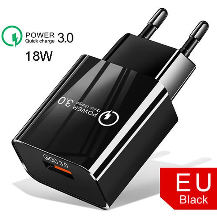 Φορτιστής Πρίζας Lamtech Quick Charger USB3.0 18W Black