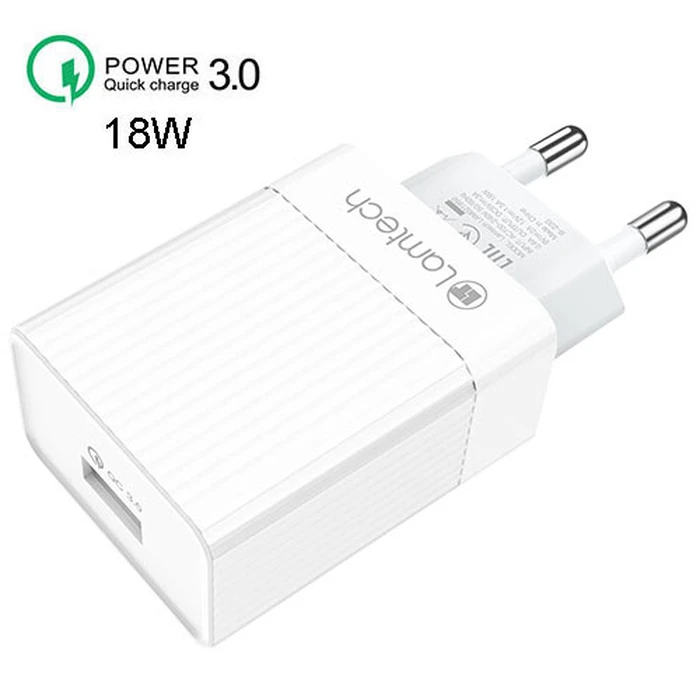 Φορτιστής Πρίζας Lamtech Quick Charger USB3.0 18W WHITE