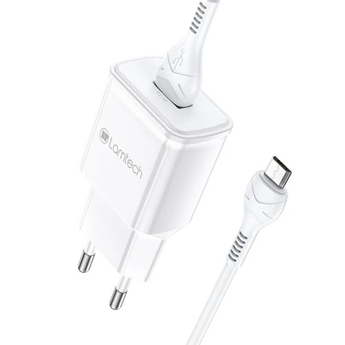 Φορτιστής Πρίζας Lamtech Quick Charger USB3.0 18W With Micro USB 1M WHITE