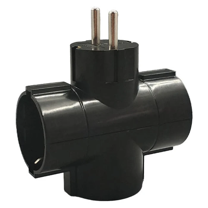 Ταφ Lamtech Splitter With 3 SCHUKO OUTLETS Black