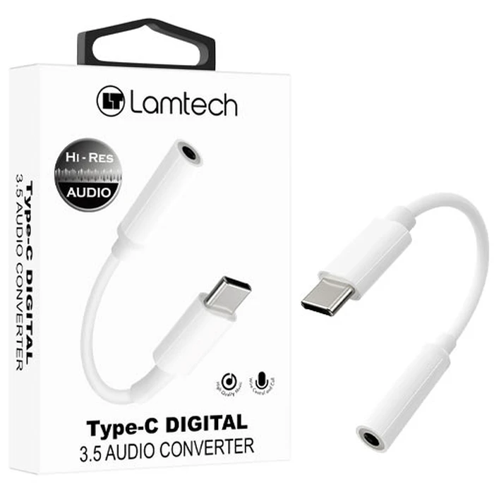 Αντάπτορας USB Lamtech Type-C Audio JACK 3,5mm WHITE