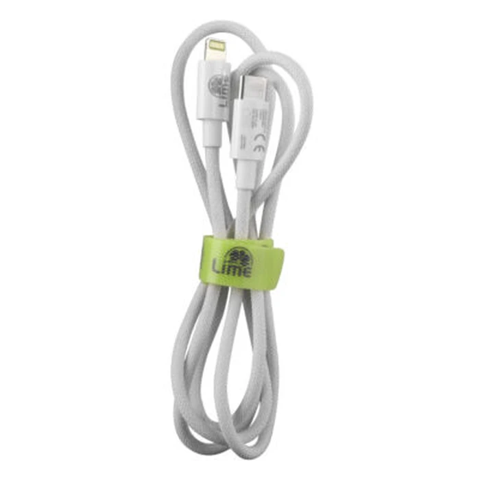 Lime LBCL01 Ανθεκτικό πλεκτό καλώδιο Lightning σε USB-C 1m, 30W, Λευκό