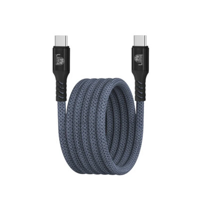 Lime LBMCC02 Ανθεκτικό Μαγνητικό Πλεκτό Καλώδιο USB-C σε USB-C 68W 1,2m Γκρι