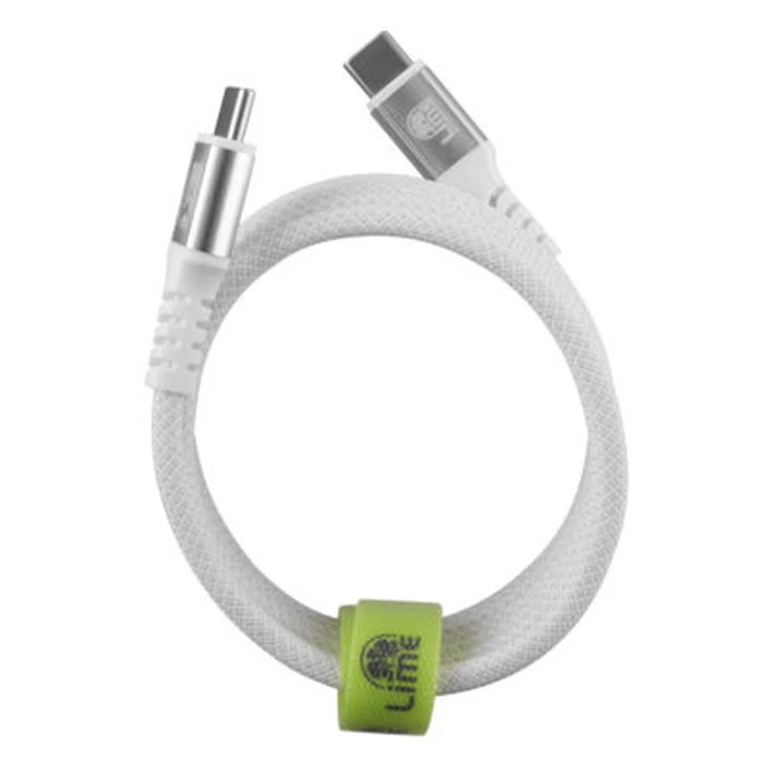 Lime LBMCC03 Ανθεκτικό Μαγνητικό Πλεκτό Καλώδιο USB-C σε USB-C 120W, 1,2m Λευκό (8387333)