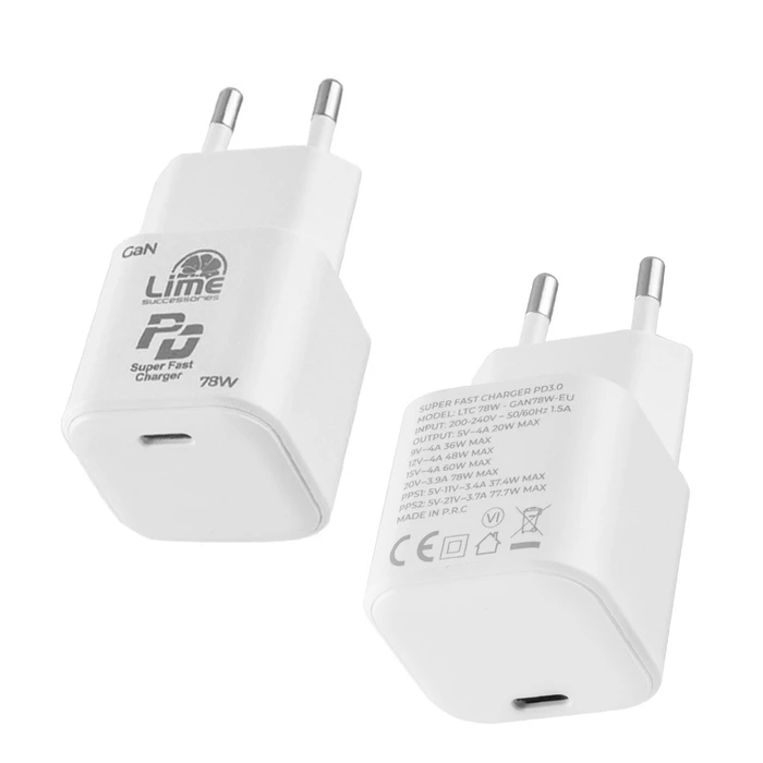 LIME Φορτιστής Ταξιδιού GaN 78W USB-C (LTC78W)