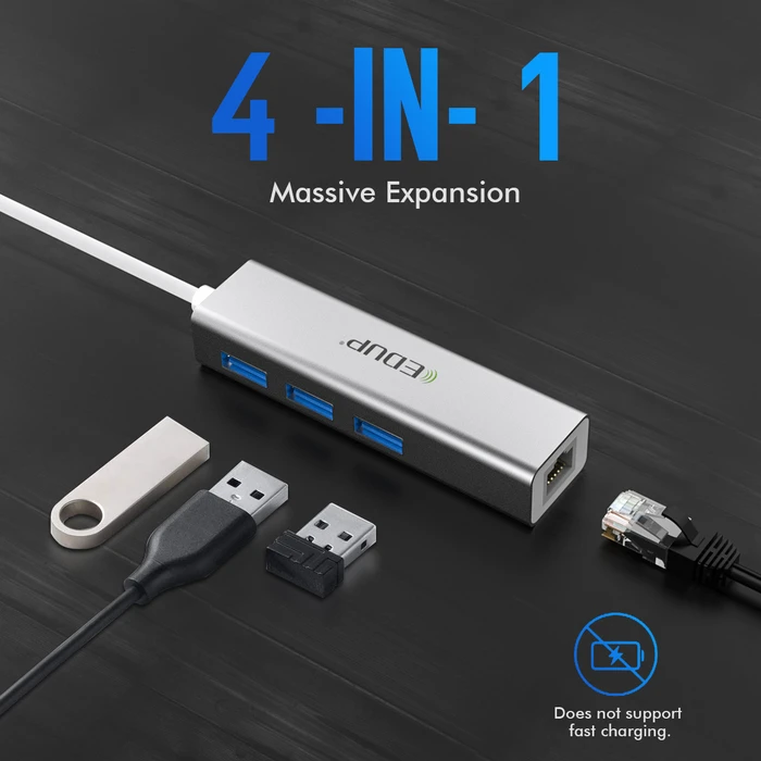 USB Hub Edup EP-9801 10/100/1000Mbps Type-C LAN USB 3.0 Port