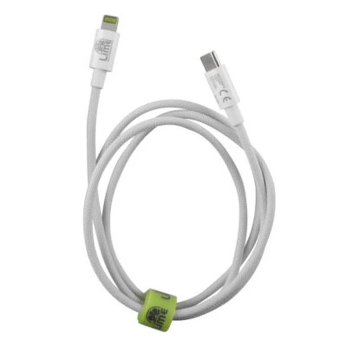 Lime LBCL01 Ανθεκτικό πλεκτό καλώδιο Lightning σε USB-C 1m, 30W, Λευκό