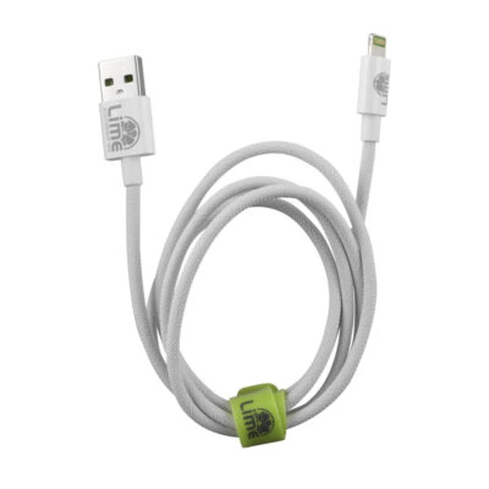 Lime LBUL01 Ανθεκτικό Πλεκτό Καλώδιο Lightning σε USB-A 15W, 1m, Λευκό