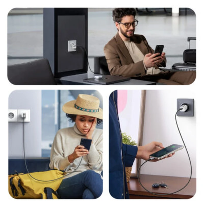 Lime Φορτιστής Ταξιδιού GaN 25W USB-C με Πλεκτό Καλώδιο USB-C σε USB-C (LBCC01)