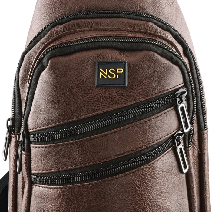NSP N121 Force Δερμάτινο Τσαντάκι Crossbody 5.7L (Καφέ)