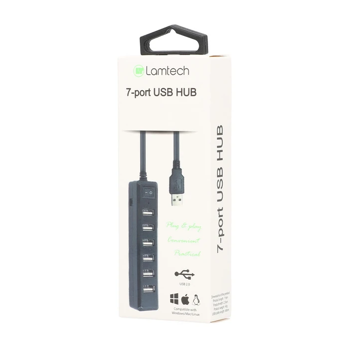 USB Hub Lamtech 7 PORTS Black