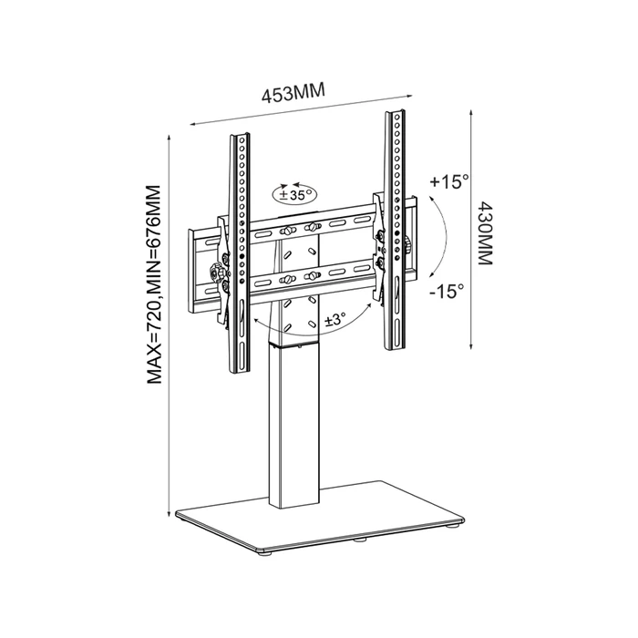 Επιτραπέζια βάσης τηλεόρασης έως 65'' 400x400mm MD4202 TELCO
