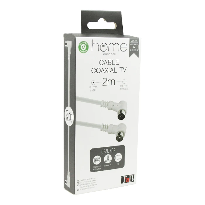 Καλώδιο κεραίας Coaxial Male/Coaxial Female 2m γωνιακό COAXMF2 TNB λευκό