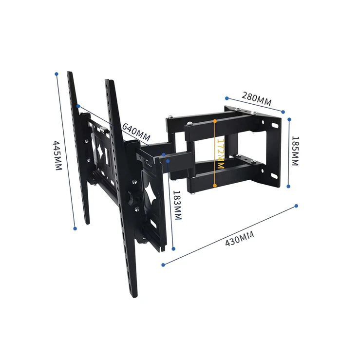 Wall TV Mount with Dual Arm and Tilt, VESA 600x400mm, 32-80'', 60kg (Model 050112) - Brand Unknown