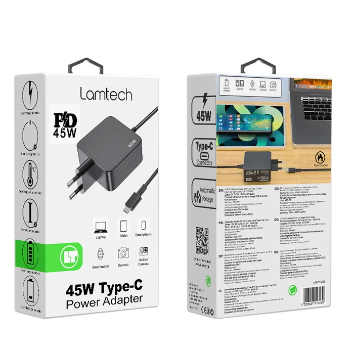 Φορτιστής Laptop 45W Lamtech TYPE-C Power Adapter