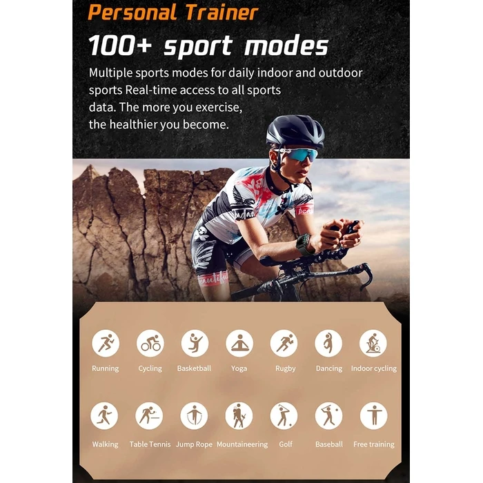 Smartwatch Lamtech BT5.1 with health sensor & sport tracking SQUARE TFT 2.02' DISPLAY Black