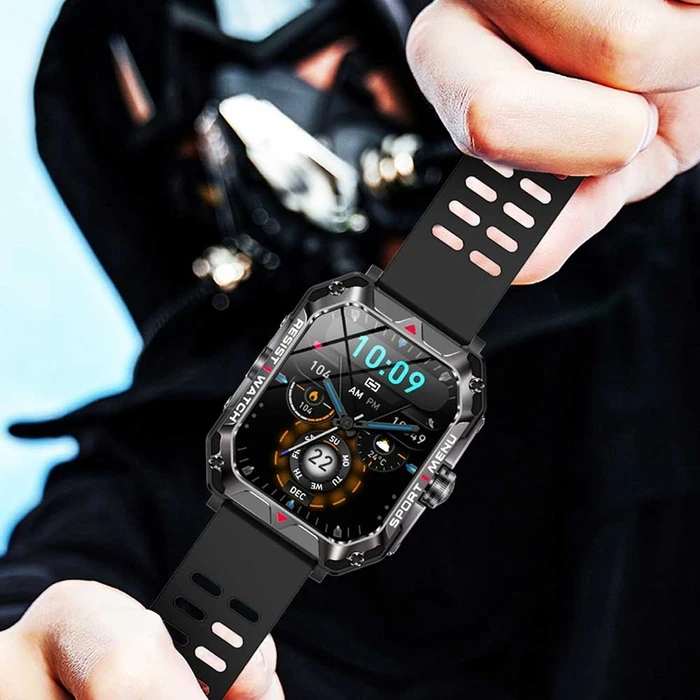 Smartwatch Lamtech BT5.1 with health sensor & sport tracking SQUARE TFT 2.02' DISPLAY Black