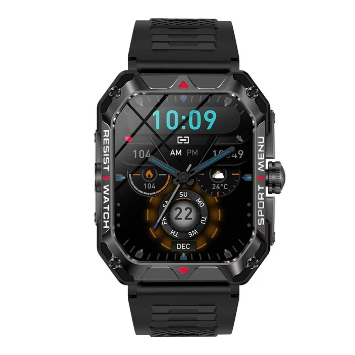 Smartwatch Lamtech BT5.1 with health sensor & sport tracking SQUARE TFT 2.02' DISPLAY Black