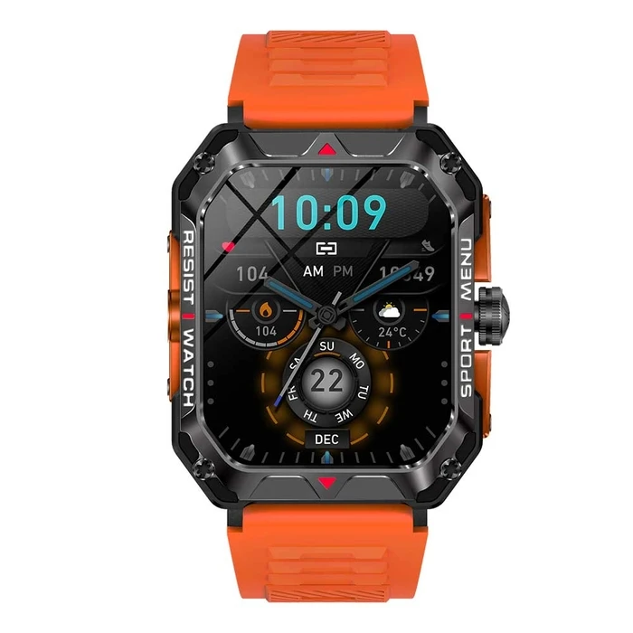 Smartwatch Lamtech BT5.1 with health sensor & sport tracking SQUARE TFT 2.02' DISPLAY B.Orange