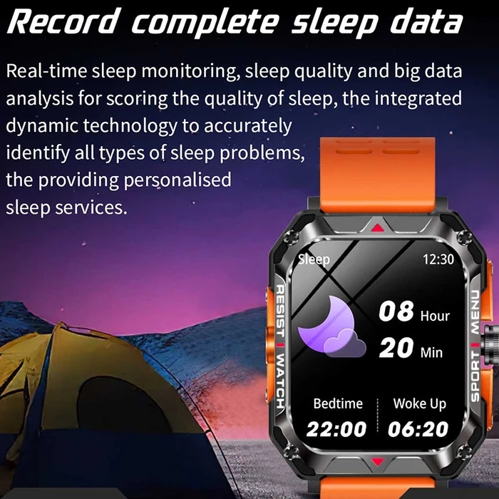 Smartwatch Lamtech BT5.1 with health sensor & sport tracking SQUARE TFT 2.02' DISPLAY B.Orange