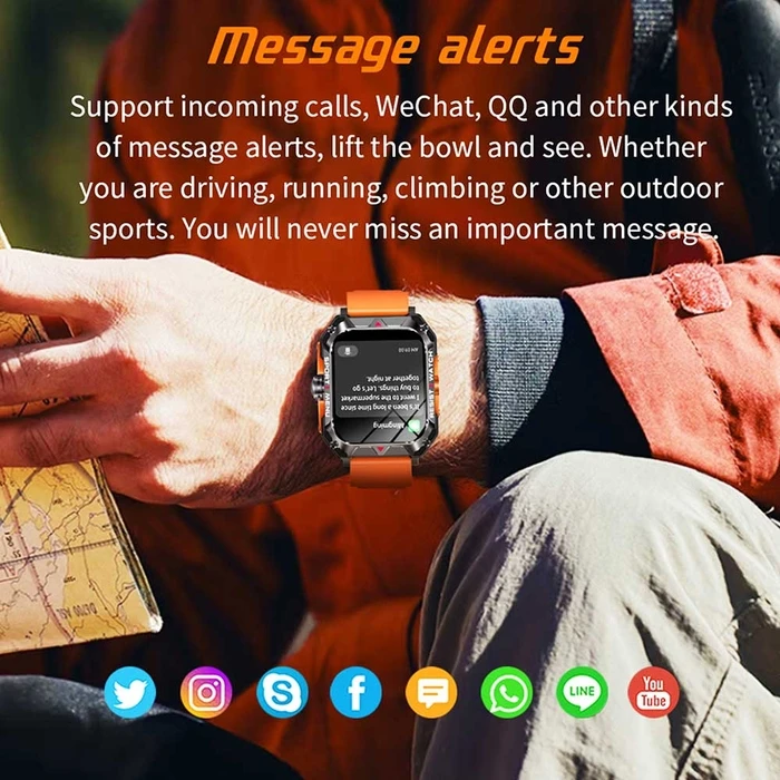 Smartwatch Lamtech BT5.1 with health sensor & sport tracking SQUARE TFT 2.02' DISPLAY B.Orange