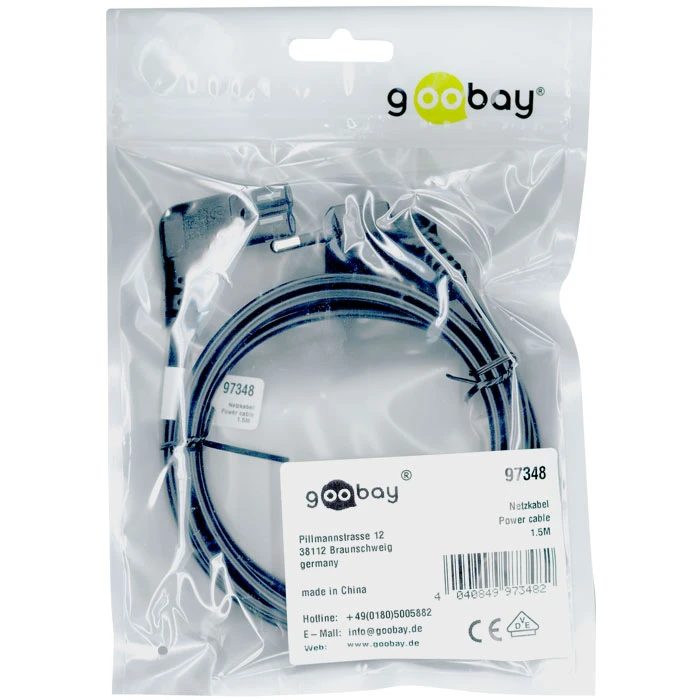 Καλώδιο τροφοδοσίας Goobay 97348 Euro-8-Shaped 1,5m