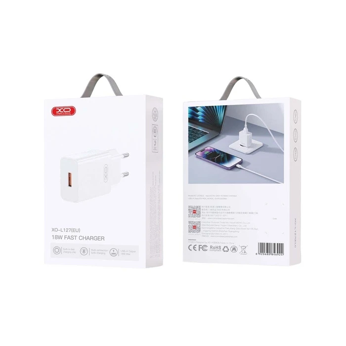 XO L127 USB-A 18W Fast Charging Wall Charger (White)