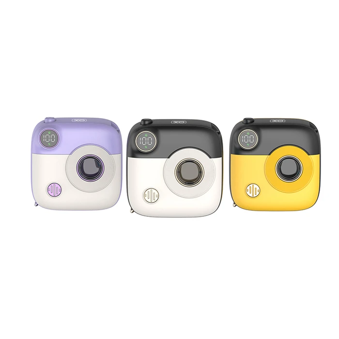XO Power Bank PR223 mini camera ψηφιακή οθόνη γρήγορης φόρτισης 10000mAh Purple White