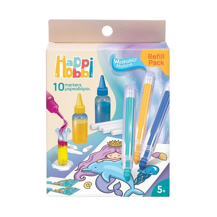 HappiHobbi Thin Coloring Markers Set 12 Colors (1038-11031) - AS COMPANY