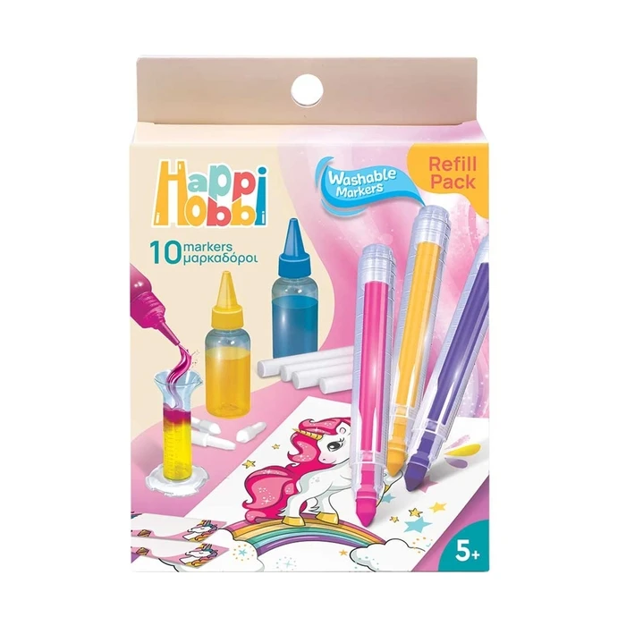 HappiHobbi Thin Coloring Markers Set 12 Colors (1038-11031) - AS COMPANY
