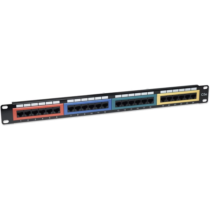 Patch Panel Intellinet 513678 19" 1U CAT5e Color-Coded 24Port UTP Black