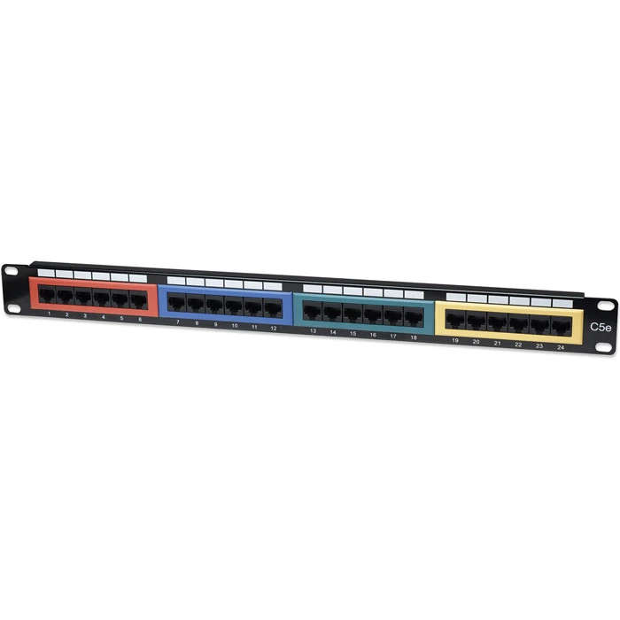 Patch Panel Intellinet 513678 19" 1U CAT5e Color-Coded 24Port UTP Black