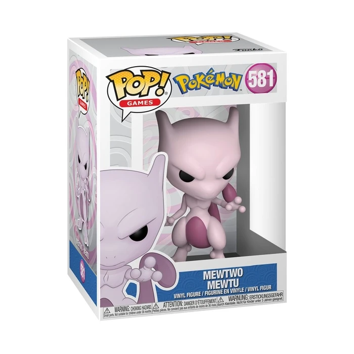 Funko Pop! Games: Pokemon - Mewtwo #581 Vinyl Figure EN,FR,ES,DE,IT,PT,NL,DK,SE,RU Pack / Carton Window Box with Plastic Film